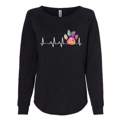 Cute Veterinarian Gift Rainbow Paw Print Heartbeat Vet Tech Gift Womens California Wash Sweatshirt