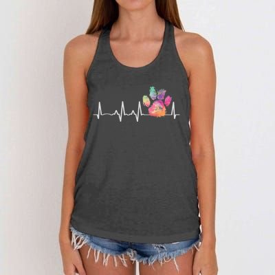 Cute Veterinarian Gift Rainbow Paw Print Heartbeat Vet Tech Gift Women's Knotted Racerback Tank