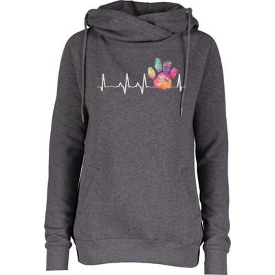 Cute Veterinarian Gift Rainbow Paw Print Heartbeat Vet Tech Gift Womens Funnel Neck Pullover Hood