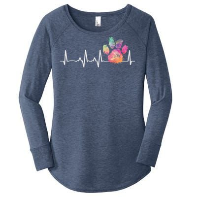 Cute Veterinarian Gift Rainbow Paw Print Heartbeat Vet Tech Gift Women's Perfect Tri Tunic Long Sleeve Shirt