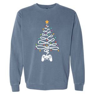 Christmas Video Game Xmas Tree Gaming Lover Video Gamer Cool Gift Garment-Dyed Sweatshirt