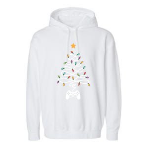 Christmas Video Game Xmas Tree Gaming Lover Video Gamer Cool Gift Garment-Dyed Fleece Hoodie