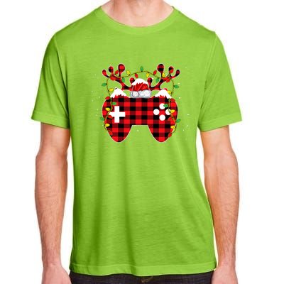 Christmas Video Game Gamer Controller Red Plaid Buffalo Xmas Adult ChromaSoft Performance T-Shirt