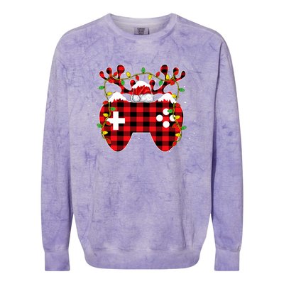 Christmas Video Game Gamer Controller Red Plaid Buffalo Xmas Colorblast Crewneck Sweatshirt