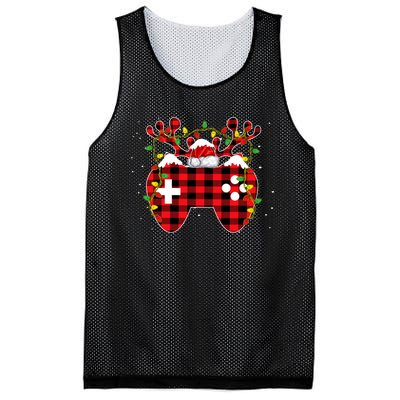 Christmas Video Game Gamer Controller Red Plaid Buffalo Xmas Mesh Reversible Basketball Jersey Tank