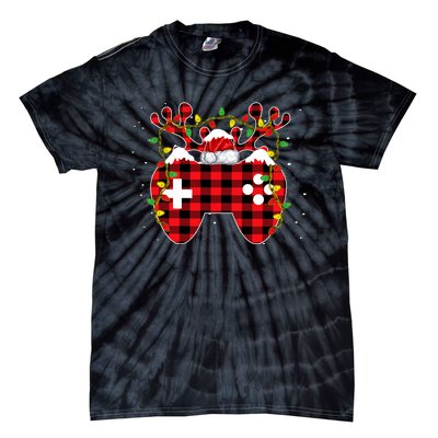 Christmas Video Game Gamer Controller Red Plaid Buffalo Xmas Tie-Dye T-Shirt