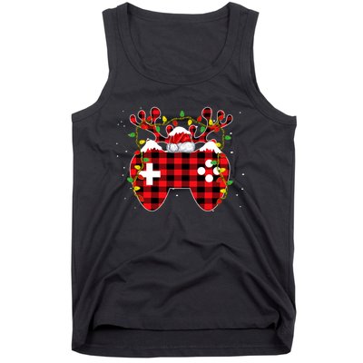 Christmas Video Game Gamer Controller Red Plaid Buffalo Xmas Tank Top