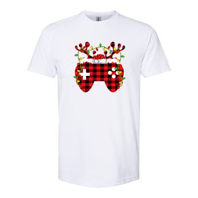 Christmas Video Game Gamer Controller Red Plaid Buffalo Xmas Softstyle CVC T-Shirt