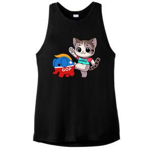 Cat Vs. Gop Elephant Kamala Harris Anti Trump Anti Maga Ladies PosiCharge Tri-Blend Wicking Tank