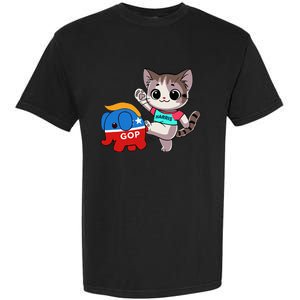 Cat Vs. Gop Elephant Kamala Harris Anti Trump Anti Maga Garment-Dyed Heavyweight T-Shirt