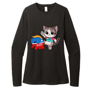 Cat Vs. Gop Elephant Kamala Harris Anti Trump Anti Maga Womens CVC Long Sleeve Shirt