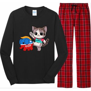 Cat Vs. Gop Elephant Kamala Harris Anti Trump Anti Maga Long Sleeve Pajama Set