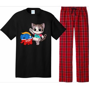 Cat Vs. Gop Elephant Kamala Harris Anti Trump Anti Maga Pajama Set