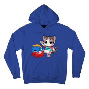 Cat Vs. Gop Elephant Kamala Harris Anti Trump Anti Maga Hoodie