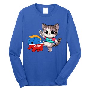 Cat Vs. Gop Elephant Kamala Harris Anti Trump Anti Maga Long Sleeve Shirt