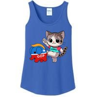 Cat Vs. Gop Elephant Kamala Harris Anti Trump Anti Maga Ladies Essential Tank