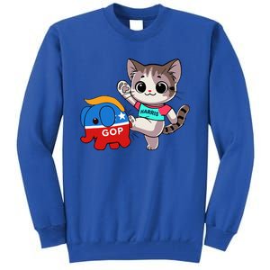 Cat Vs. Gop Elephant Kamala Harris Anti Trump Anti Maga Tall Sweatshirt