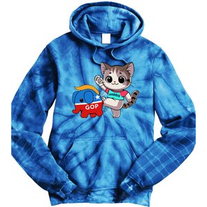 Cat Vs. Gop Elephant Kamala Harris Anti Trump Anti Maga Tie Dye Hoodie