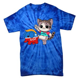 Cat Vs. Gop Elephant Kamala Harris Anti Trump Anti Maga Tie-Dye T-Shirt