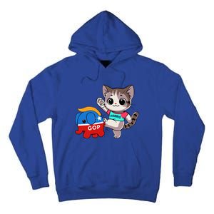 Cat Vs. Gop Elephant Kamala Harris Anti Trump Anti Maga Tall Hoodie