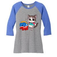 Cat Vs. Gop Elephant Kamala Harris Anti Trump Anti Maga Women's Tri-Blend 3/4-Sleeve Raglan Shirt