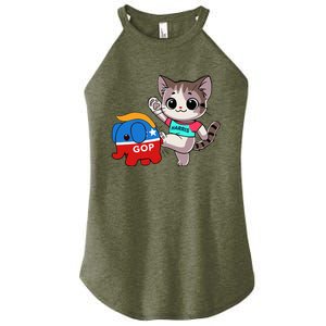 Cat Vs. Gop Elephant Kamala Harris Anti Trump Anti Maga Women's Perfect Tri Rocker Tank