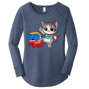 Cat Vs. Gop Elephant Kamala Harris Anti Trump Anti Maga Women's Perfect Tri Tunic Long Sleeve Shirt