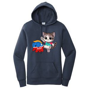 Cat Vs. Gop Elephant Kamala Harris Anti Trump Anti Maga Women's Pullover Hoodie