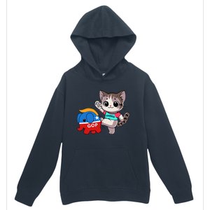 Cat Vs. Gop Elephant Kamala Harris Anti Trump Anti Maga Urban Pullover Hoodie