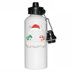 Christmas Video Games Gamer Xmas Holiday Gaming Gift Aluminum Water Bottle