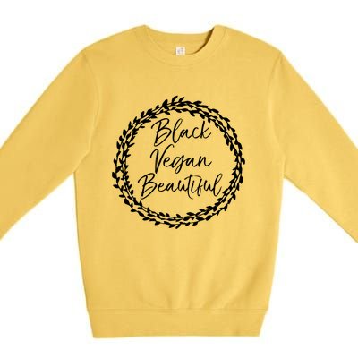 Cute Vegan Gift For Black Floral Black Vegan Beautiful Gift Premium Crewneck Sweatshirt