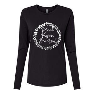 Cute Vegan Gift For Black Floral Black Vegan Beautiful Gift Womens Cotton Relaxed Long Sleeve T-Shirt