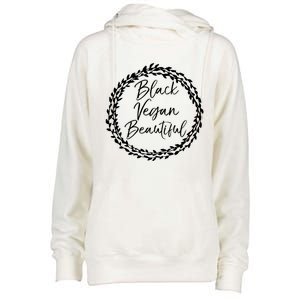 Cute Vegan Gift For Black Floral Black Vegan Beautiful Gift Womens Funnel Neck Pullover Hood