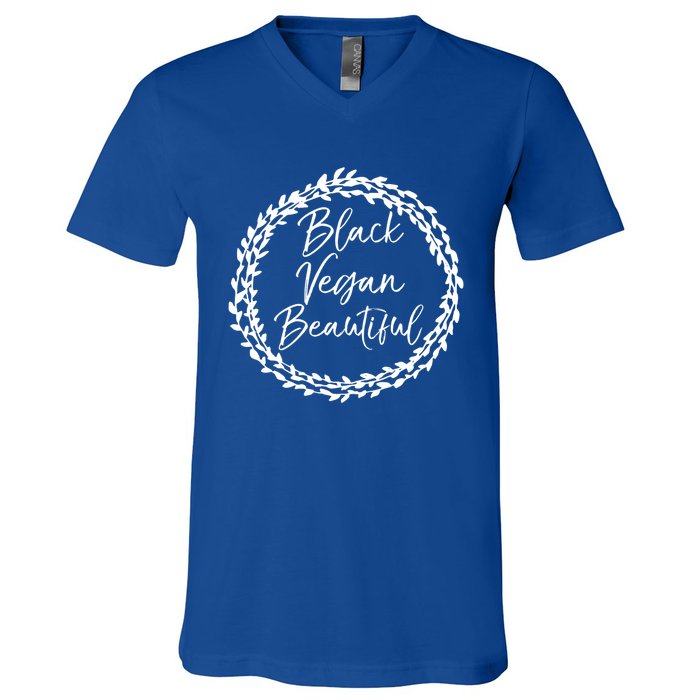 Cute Vegan Gift For Black Floral Black Vegan Beautiful Gift V-Neck T-Shirt