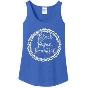 Cute Vegan Gift For Black Floral Black Vegan Beautiful Gift Ladies Essential Tank