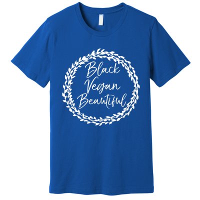 Cute Vegan Gift For Black Floral Black Vegan Beautiful Gift Premium T-Shirt