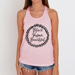 Cute Vegan Gift For Black Floral Black Vegan Beautiful Gift Women's Knotted Racerback Tank