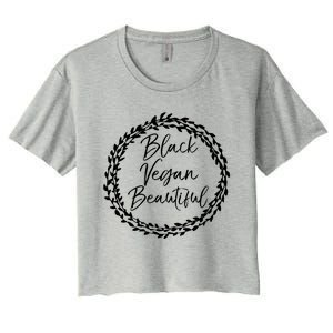 Cute Vegan Gift For Black Floral Black Vegan Beautiful Gift Women's Crop Top Tee