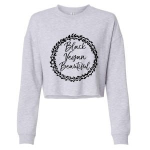 Cute Vegan Gift For Black Floral Black Vegan Beautiful Gift Cropped Pullover Crew