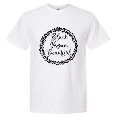 Cute Vegan Gift For Black Floral Black Vegan Beautiful Gift Garment-Dyed Heavyweight T-Shirt