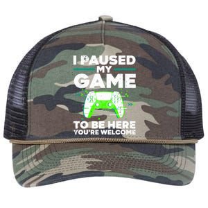 Cool Video Game Paused Gaming Gamers Retro Rope Trucker Hat Cap