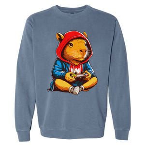 Capybara Video Games Gaming Capy Garment-Dyed Sweatshirt