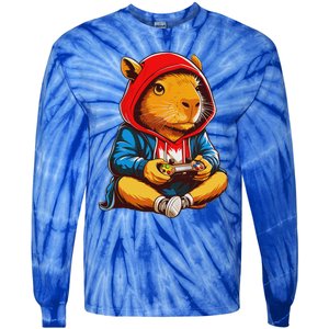 Capybara Video Games Gaming Capy Tie-Dye Long Sleeve Shirt