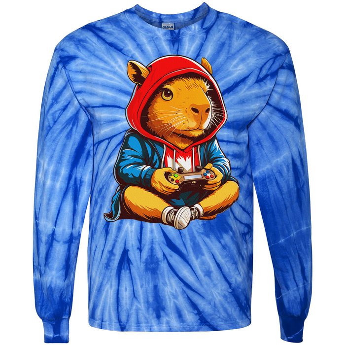 Capybara Video Games Gaming Capy Tie-Dye Long Sleeve Shirt