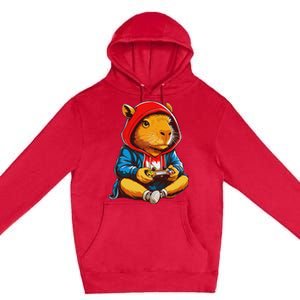 Capybara Video Games Gaming Capy Premium Pullover Hoodie