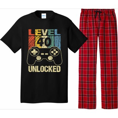 Cute Video Gamer 40th Birthday Gift Funny Level 40 Unlocked Pajama Set