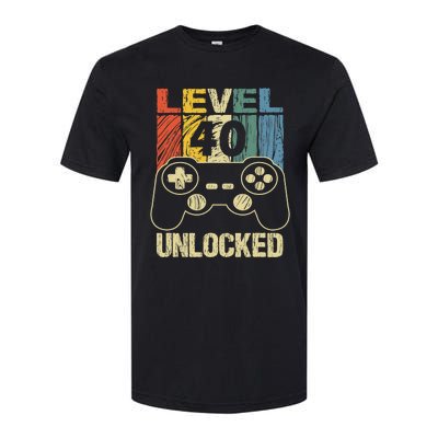 Cute Video Gamer 40th Birthday Gift Funny Level 40 Unlocked Softstyle® CVC T-Shirt