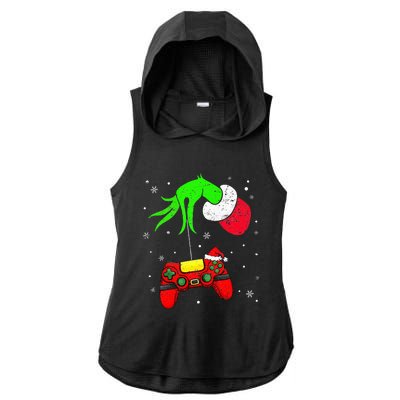 Christmas Video Game Controller Santa Hat Gamer Ladies PosiCharge Tri-Blend Wicking Draft Hoodie Tank