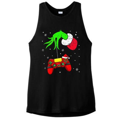 Christmas Video Game Controller Santa Hat Gamer Ladies PosiCharge Tri-Blend Wicking Tank