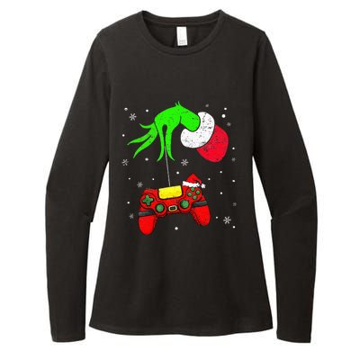 Christmas Video Game Controller Santa Hat Gamer Womens CVC Long Sleeve Shirt